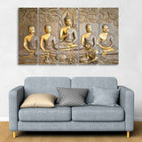 Lord Buddha in Temple Beautiful 5 Pieces Wall Painting