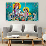 Lord Radha Krishna Canvas Wall Painting 5 Panel Set