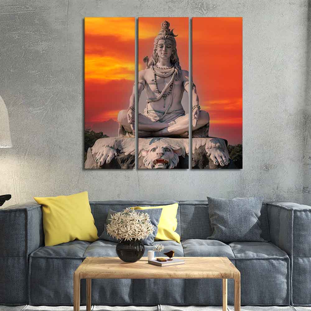 Lord Shiva Sculpture Canvas Wall Painting 