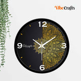 Luxury Golden Floral Printed Designer Wall Clock For Home