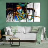 Wall Painting of 5 Pieces Lord Krishna Playing Flute