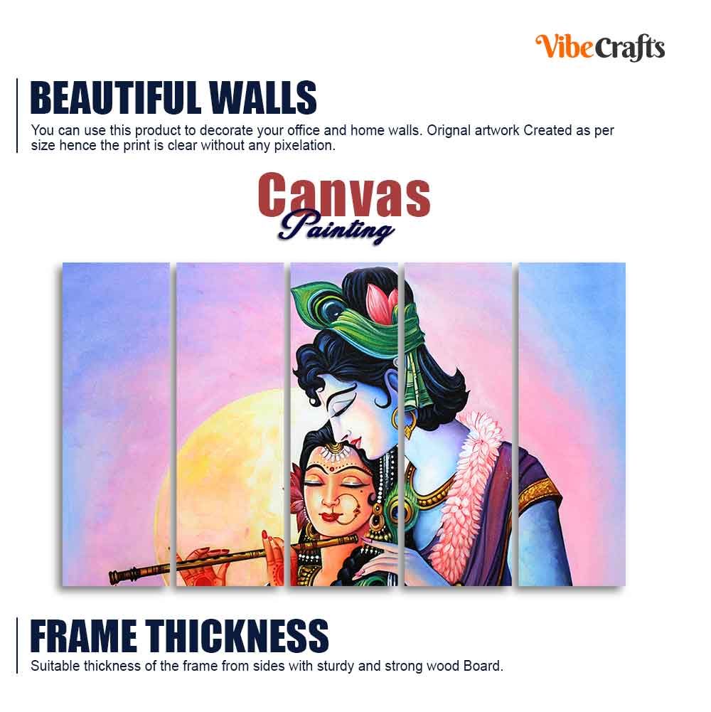 Radha Krishna Canvas Wall Painting 5 Panels Set