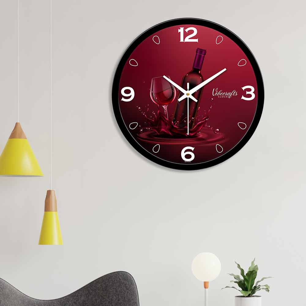 Red Wine High Quality Printed Wall Clock