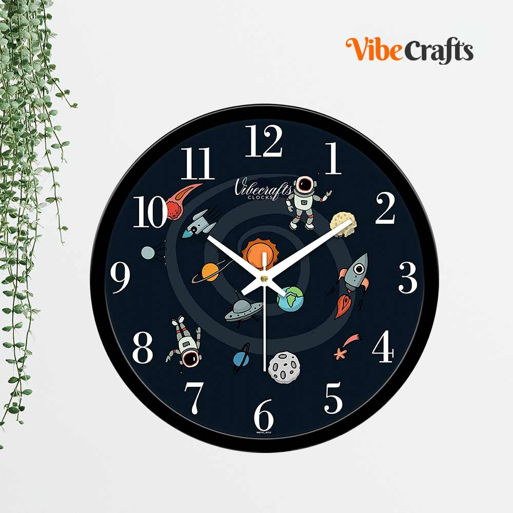 Space Doodle Design Printed Wall Clock