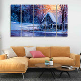 Sunset in Winter Canvas Wall Painting