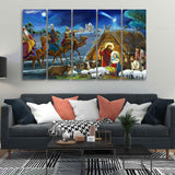Three Kings and Holy Family Canvas Wall Painting 5 Pieces