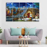  Kings and Holy Family Canvas Wall Painting 5 Pieces