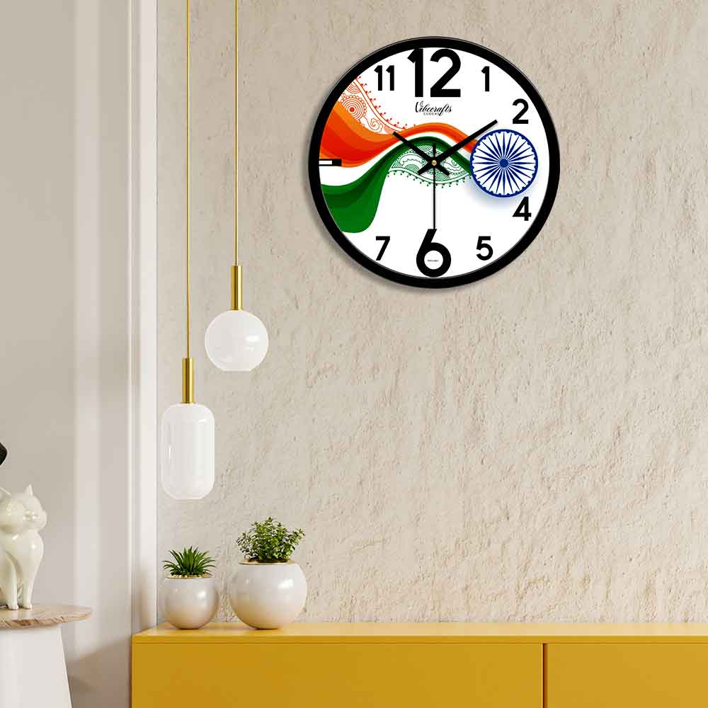 Tricolor of Indian Flag Designer Wall Clock