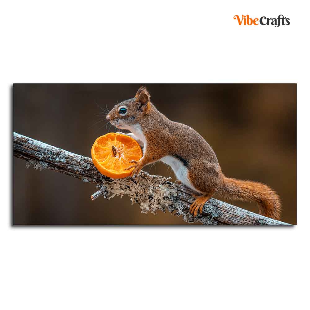 Squirrel on Tree Branch Premium Wall Painting