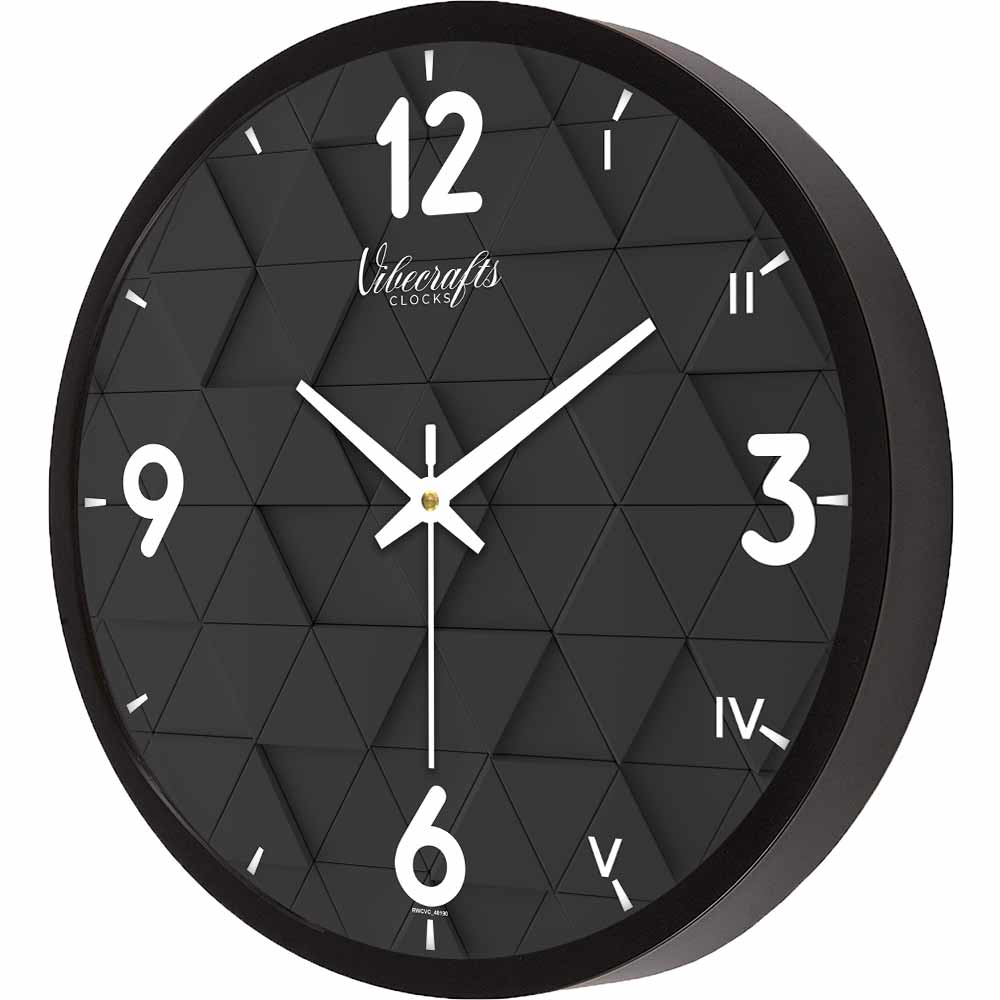 Black 3D Triangle Pattern Designer Wall Clock