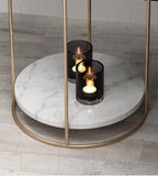  Gold End Faux Marble Side Table