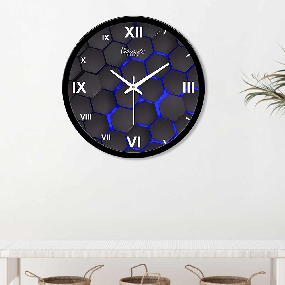 3D Blue Designer Wall Clock