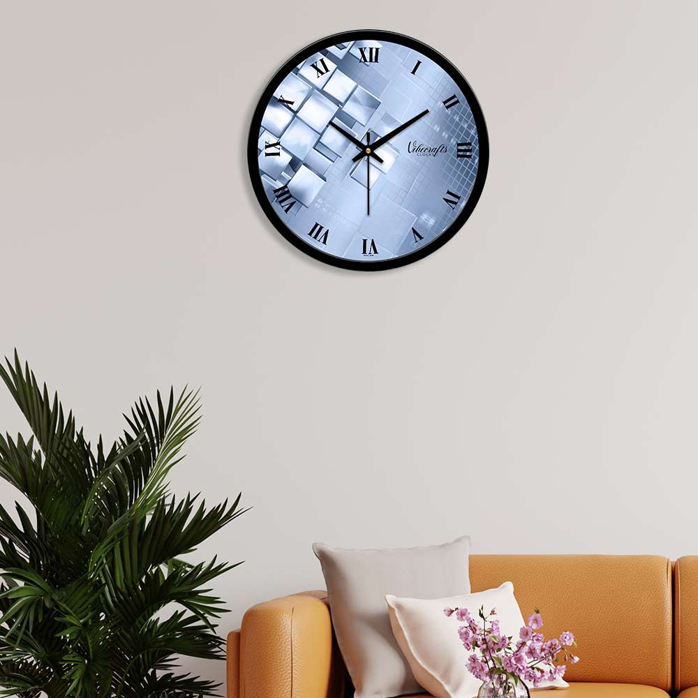 3D Colorful Silver Shape Design Premium Wall Clock
