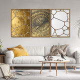 3D Golden Art Floating Canvas Wall Painting Set of Three