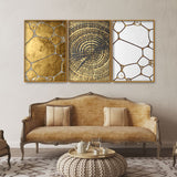 Golden Art Floating Canvas Wall Painting Set of Three