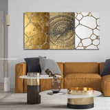 3D Golden Art Wall Painting of 3 Pieces