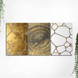 3D Golden Art Wall Painting of 3 Pieces