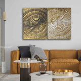 3D Wooden Texture Canvas Wall Painting of Two Pieces