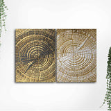 3D Wooden Texture Canvas Wall Painting of Two Pieces
