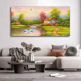 A Beautiful Scenery of Old Houses Canvas Wall Painting