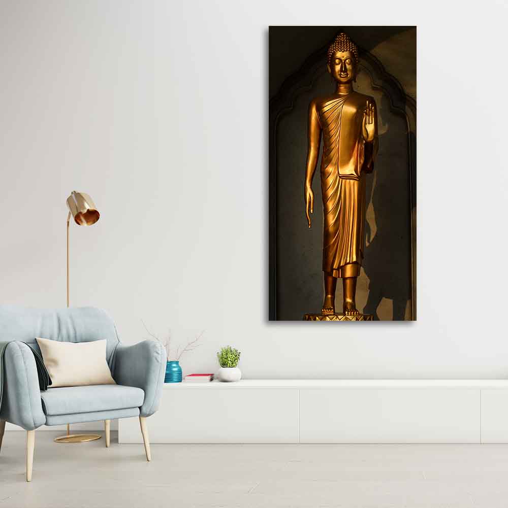 A Golden Statue of Buddha Canvas Wall Painting