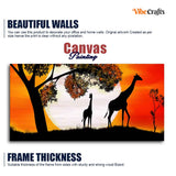A Pair of Giraffe under a Tree in Sunset Canvas Wall Painting