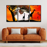 Tree in Sunset Floating Canvas Wall Painting Set of Three