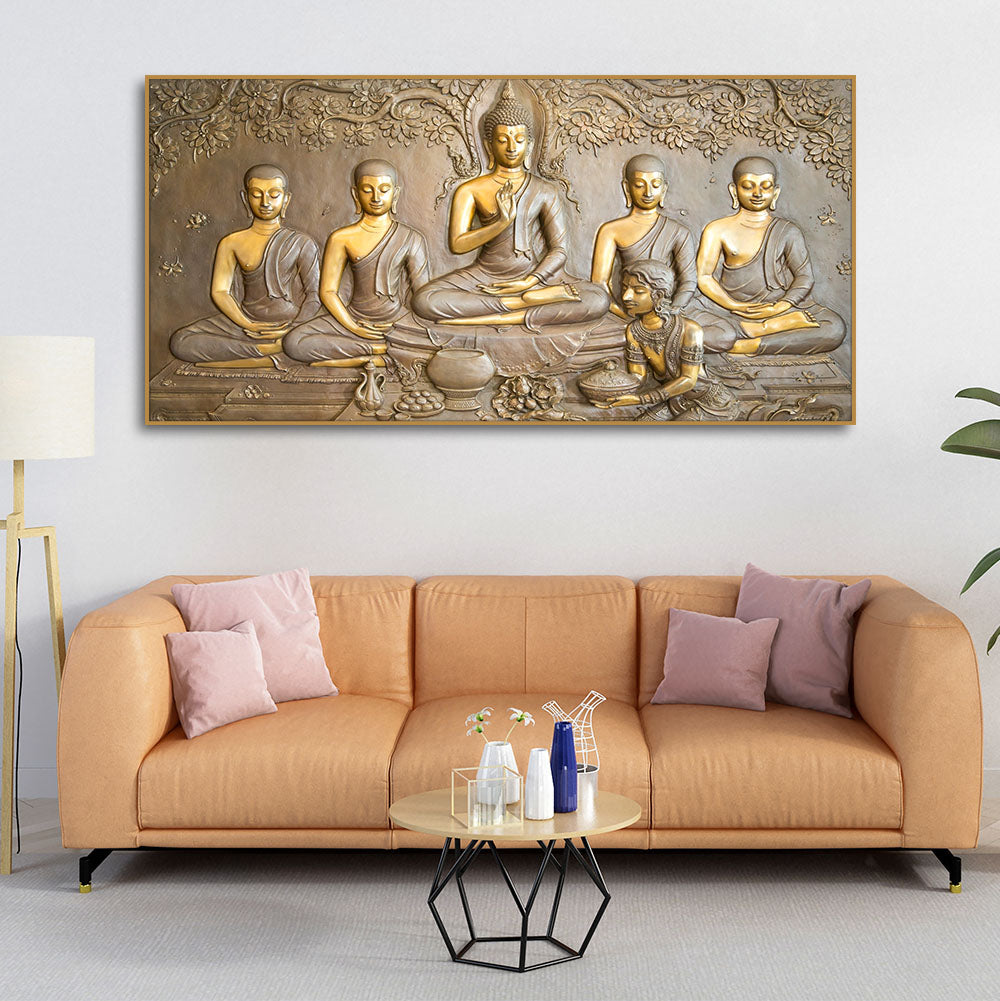 A Premium Golden Buddha Spiritual Canvas Wall Painting
