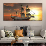 A Sailing Boat Premium Canvas Wall Painting