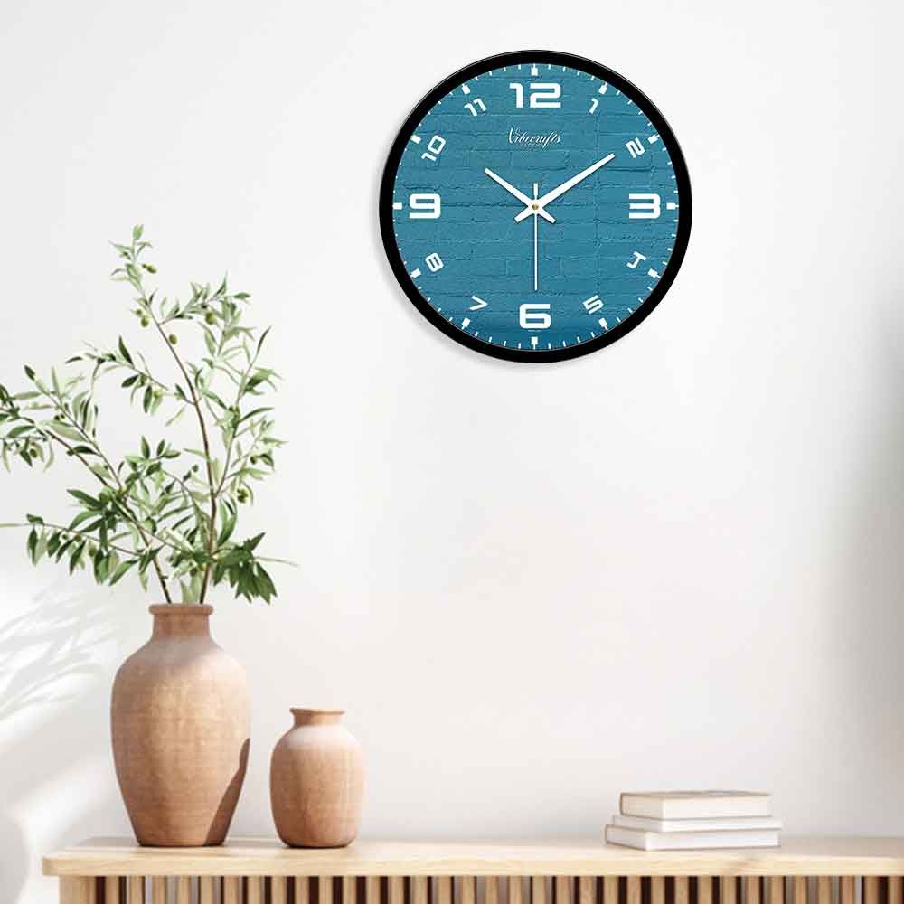 Abstract Blue Bricks Designer Wall Clock