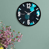 Abstract 3D Black & Blue Printed Designer Wall Clock