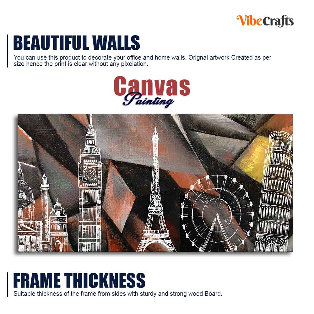 Abstract Art Famous Architectures Canvas Wall Painting
