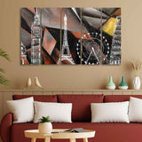 Abstract Art Famous Architectures Five Pieces Canvas Wall Painting