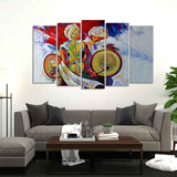 Abstract Art Folk Dance Wall Painting of Five Pieces Set