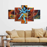 Abstract Art Lord Nataraja Five Pieces Canvas Wall Painting