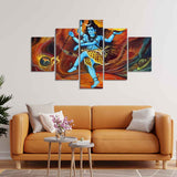 Abstract Art Lord Nataraja Five Pieces Canvas Wall Painting
