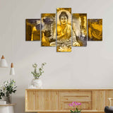 Abstract Art Meditating Lord Buddha Wall Painting Five Pieces