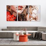 Abstract art of Beautiful Girl Face Floating Canvas Wall Painting Set of Three