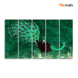 Abstract Art Peacock Canvas Wall Painting of 5 Pieces