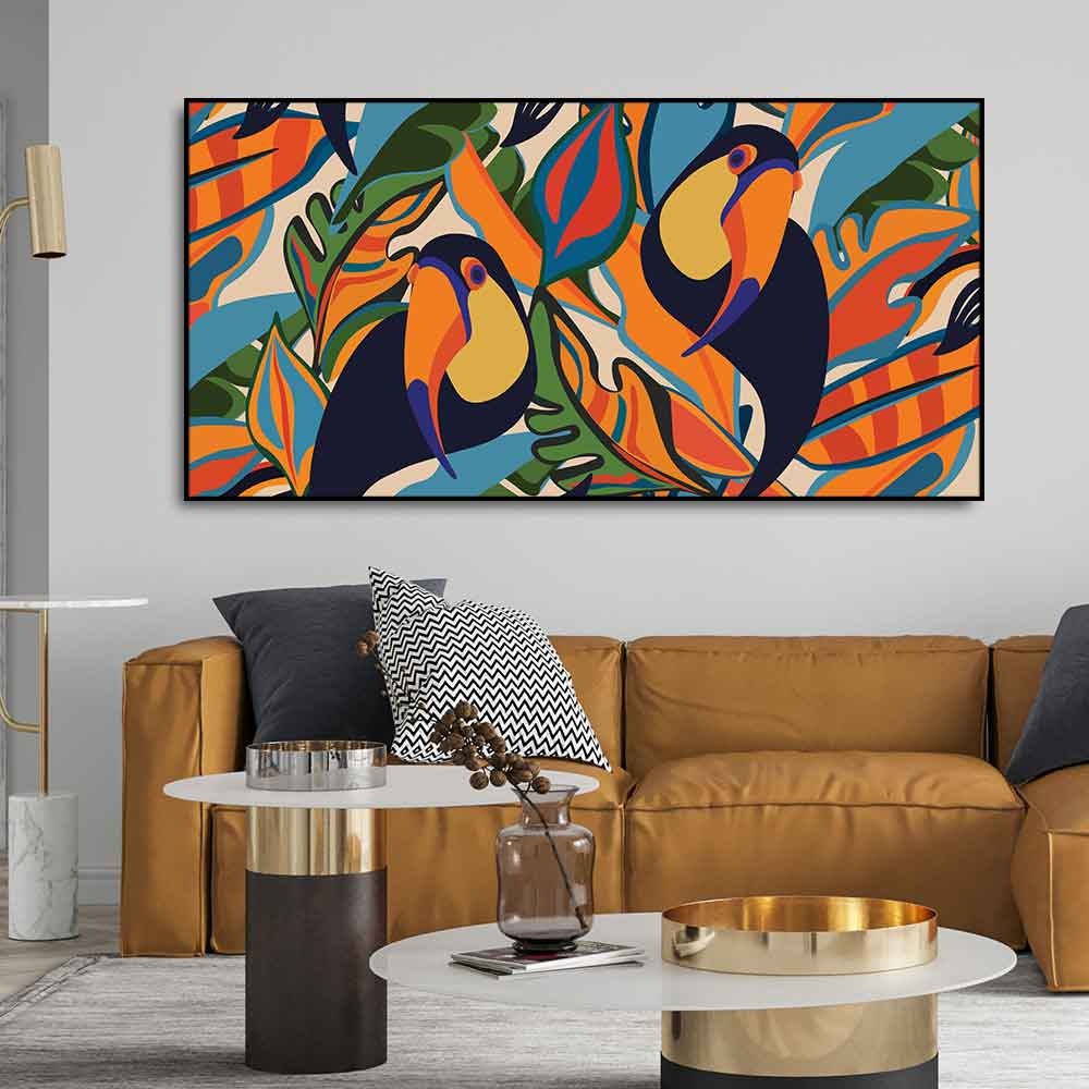 Abstract Art Toucans Wall Painting