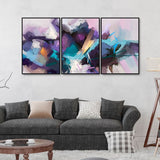 Abstract Color Modern Art Premium Floating Wall Painting Set of Three