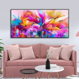 Abstract Colorful Acrylic Painting of Spring Flower