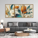 Abstract Colorful Spring Flower Texture Art Floating Canvas Wall Painting Set of Three