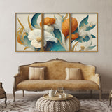 Spring Flower Texture Art Floating Canvas Wall Painting Set of Three
