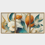  Flower Texture Art Floating Canvas Wall Painting Set of Three