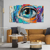 Abstract Eye Canvas Wall Painting of Five Pieces Set