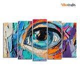 Abstract Eye Canvas Wall Painting of Five Pieces Set