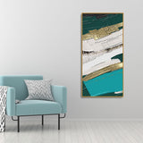 Golden and White Textured Canvas Wall Painting