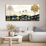  Trees with Golden Deer Canvas Wall Painting
