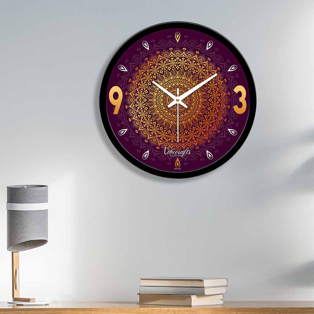 Abstract Golden Mandala Pattern Designer Wall Clock